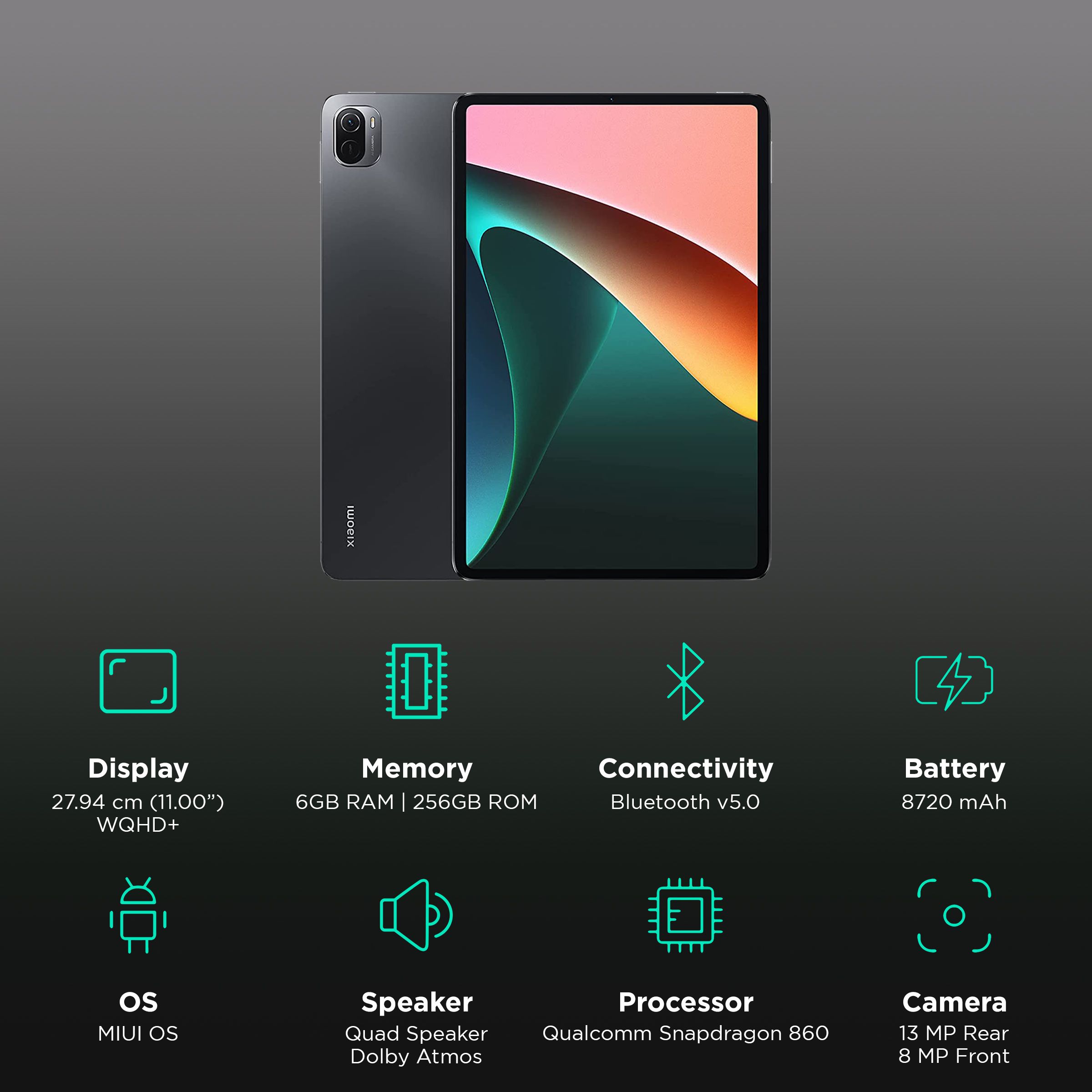 Xiaomi pad 5 6GB＋256GB XIAOMI Pad 5| Qualcomm Snapdragon 860| 120Hz Refresh Rate| 6GB